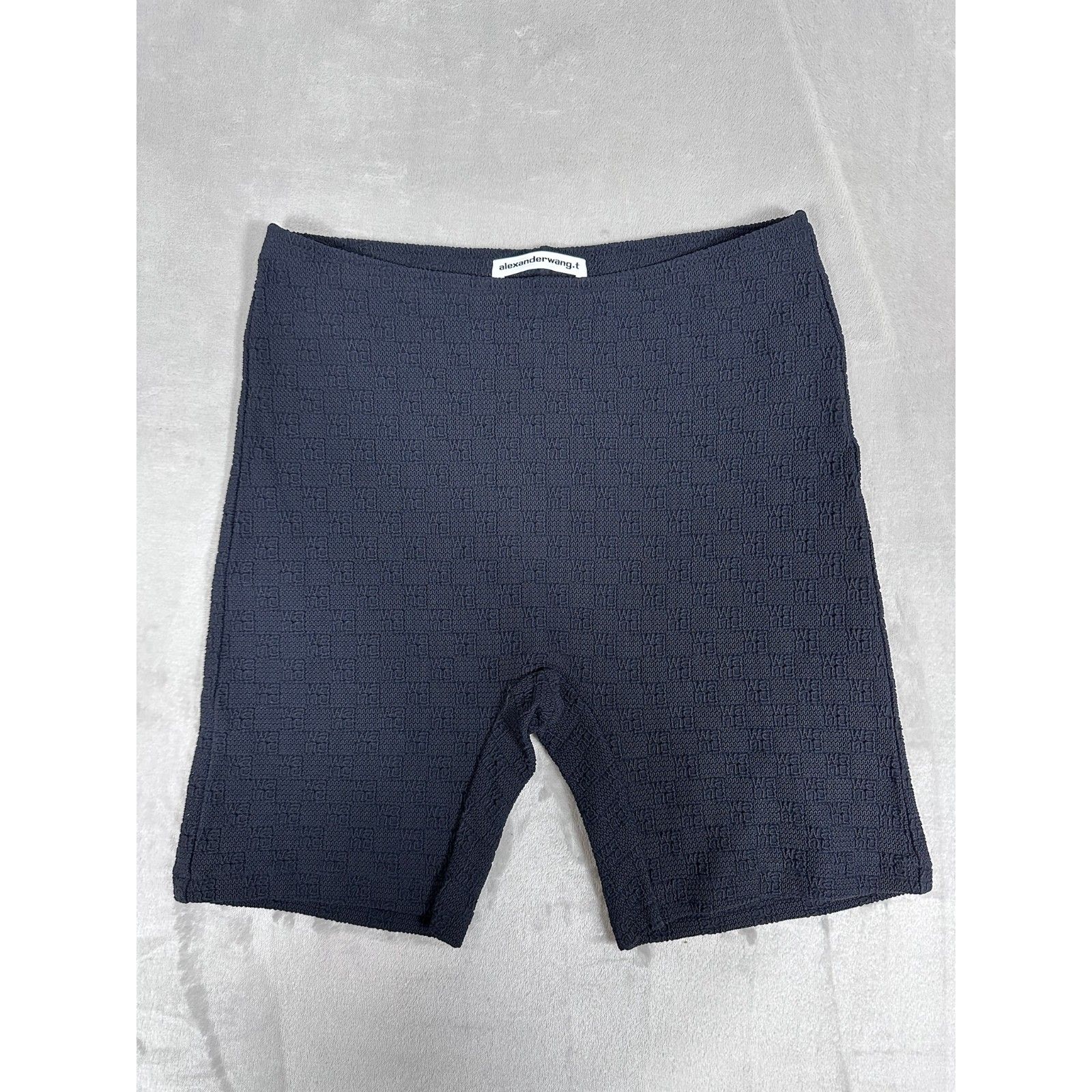 Alexanderwang.T Nwt Black Logo Bike Shorts All-Over Logo Jacquard Size L
